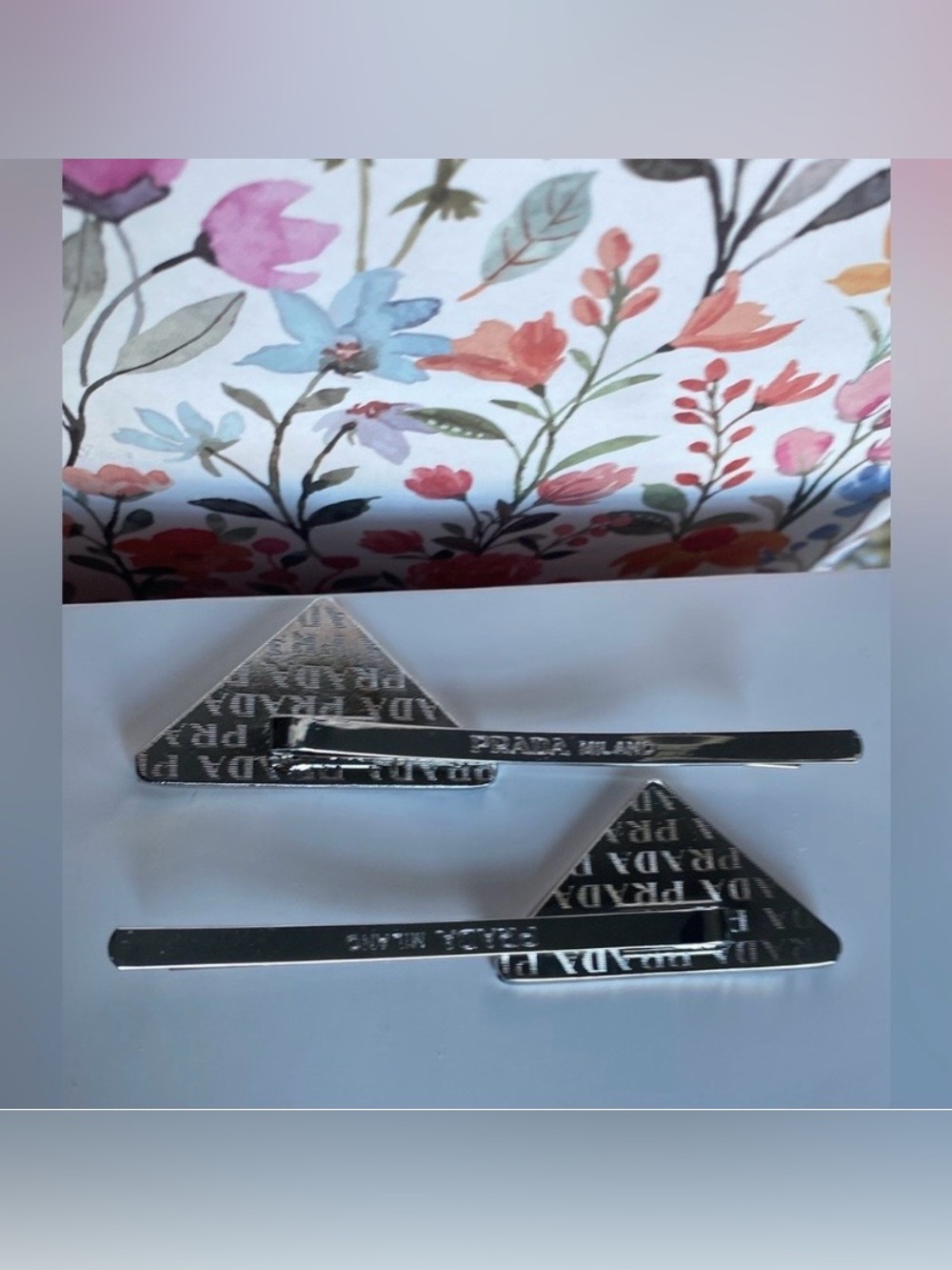 Prada Pink and Silver Triangle
Hair Clips - Picture 4 of 5